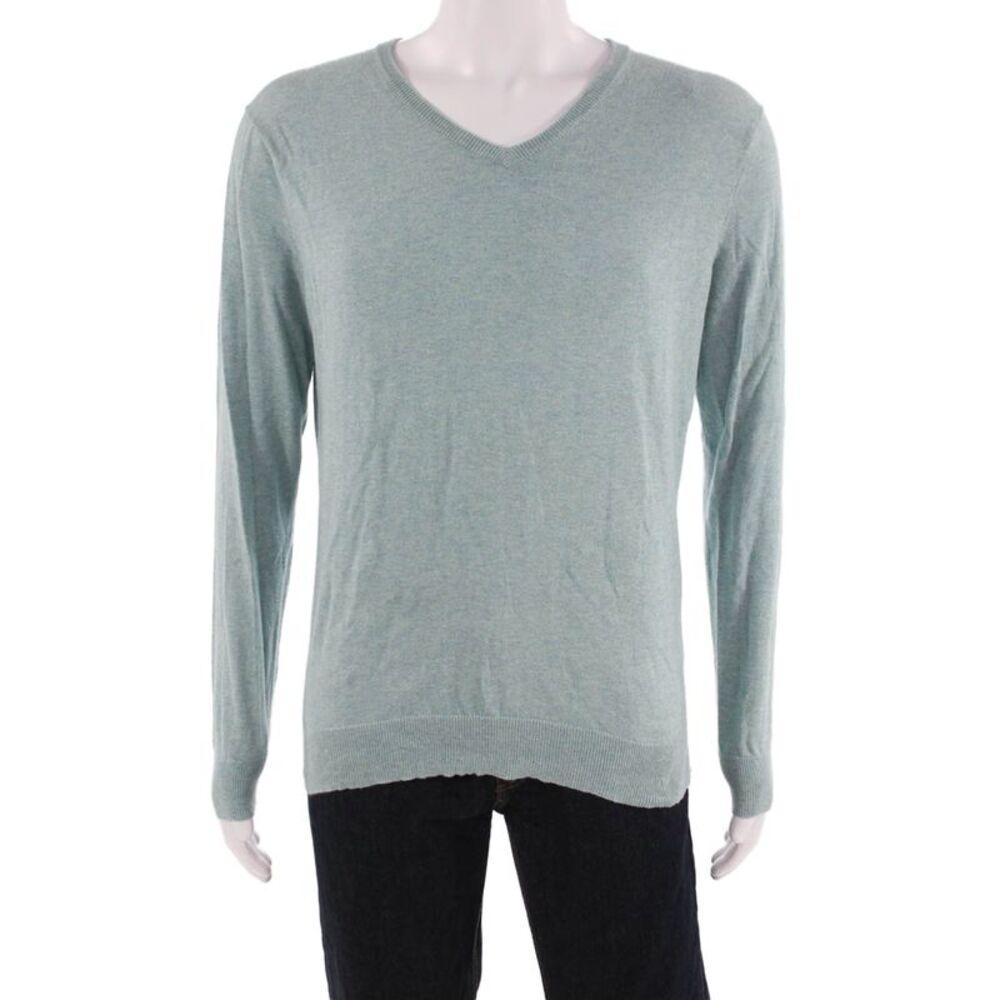 J Crew Men Light Blue V-Neck 100% Cotton Pullover Sweaters Size M